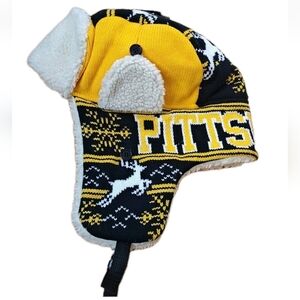 Pittsburgh Aviator Trapper Hat Quilted /Sherpa Lined Holiday Ski Winter Cap New